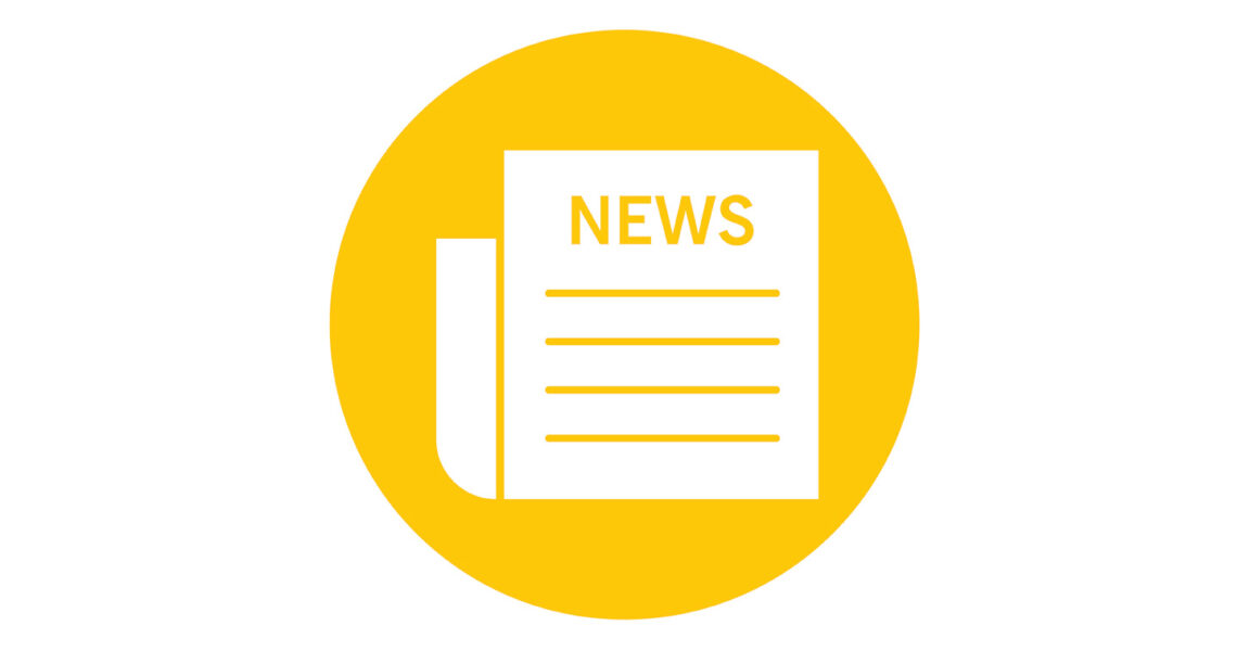 Weißes News Icon auf gelbem Hintergrund